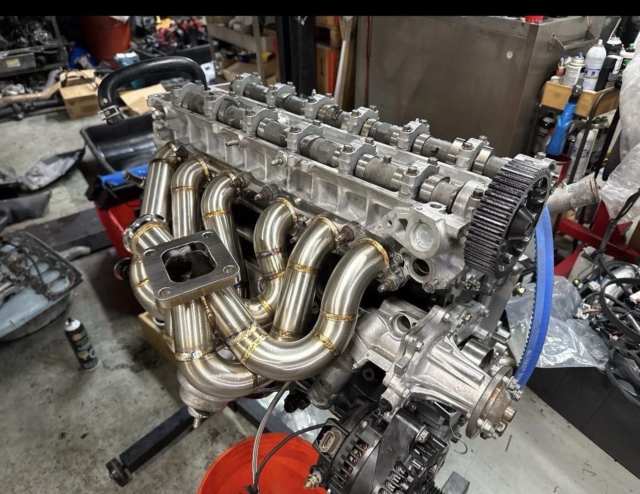 2JZ-GE T4フランジ(シングルポート)上置き エキマニ 44mmウエスト
